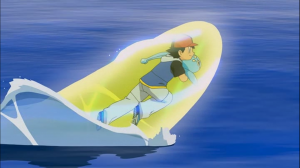 Satoshi managed to save Manaphy from Phantom's grasp using some ancient magic that lets him pretend like he's Superman. 