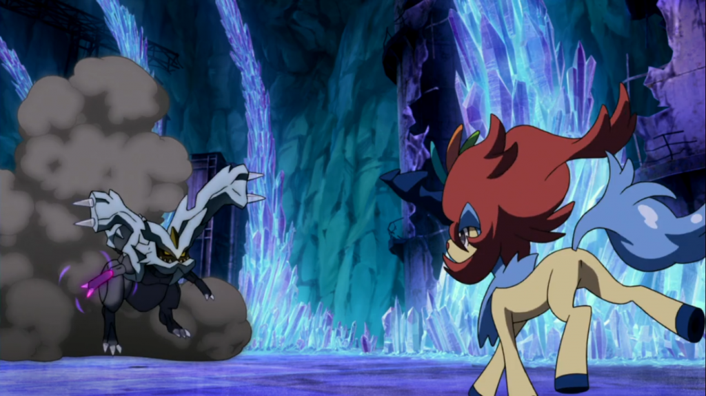 Kyurem and Keldeo face off! Will Keldeo be stopped cold in his tracks by Kyurem's overwhelming power?